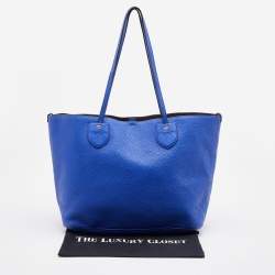 Bally Blue Grained Leather Shopper Tote