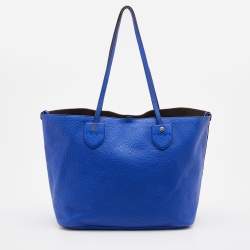 Bally Blue Grained Leather Shopper Tote