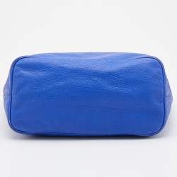 Bally Blue Grained Leather Shopper Tote