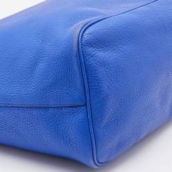 Bally Blue Grained Leather Shopper Tote
