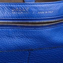 Bally Blue Grained Leather Shopper Tote