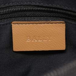 Bally Dark Blue/Beige Nylon and Leather Shoulder Bag