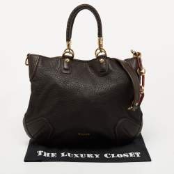 Pre Owned Bally Dark Brown Leather Chain Hobo