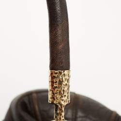 Pre Owned Bally Dark Brown Leather Chain Hobo