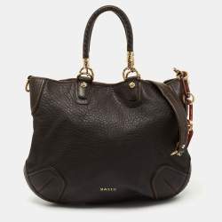 Pre Owned Bally Dark Brown Leather Chain Hobo