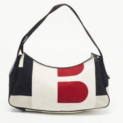 Pre Owned Bally Multicolor Canvas and Leather Double Pocket Hobo
