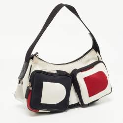 Pre Owned Bally Multicolor Canvas and Leather Double Pocket Hobo