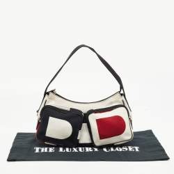 Pre Owned Bally Multicolor Canvas and Leather Double Pocket Hobo