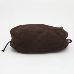 Pre Owned Bally Dark Brown Suede and Leather Hobo