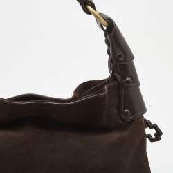 Pre Owned Bally Dark Brown Suede and Leather Hobo