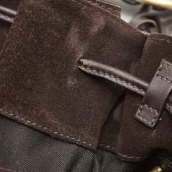 Pre Owned Bally Dark Brown Suede and Leather Hobo