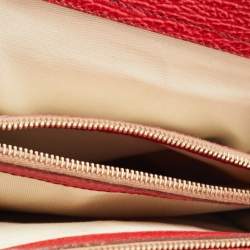 Bally Red Textured Leather Flap Crossbody Bag