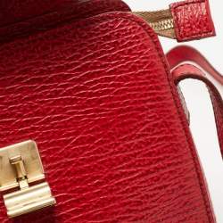 Bally Red Textured Leather Flap Crossbody Bag