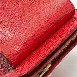 Bally Red Textured Leather Flap Crossbody Bag