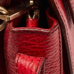 Bally Red Textured Leather Flap Crossbody Bag