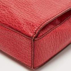 Bally Red Textured Leather Flap Crossbody Bag