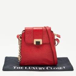 Bally Red Textured Leather Flap Crossbody Bag
