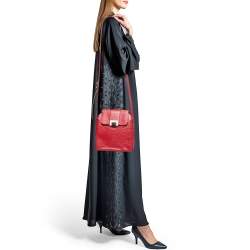 Bally Red Textured Leather Flap Crossbody Bag