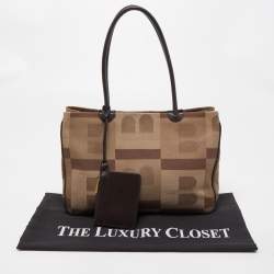 Bally Brown Printed Fabric and Leather Tote