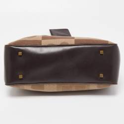 Bally Brown Printed Fabric and Leather Tote