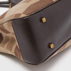 Bally Brown Printed Fabric and Leather Tote