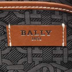 Bally Two Tone Brown Monogram Canvas and Leather Zip Crossbody Bag