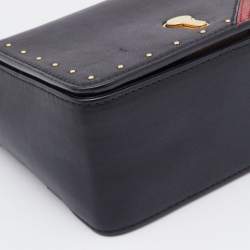 Pre Owned Bally Black Leather Flap Crossbody Bag