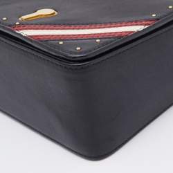 Pre Owned Bally Black Leather Flap Crossbody Bag