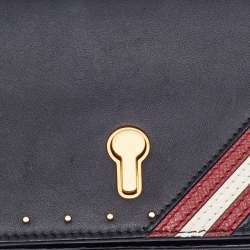 Pre Owned Bally Black Leather Flap Crossbody Bag