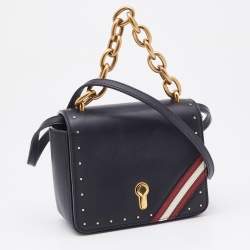 Pre Owned Bally Black Leather Flap Crossbody Bag