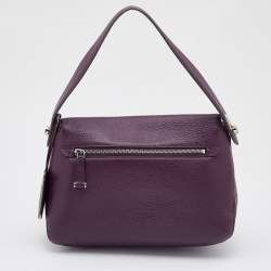 Pre Owned Bally Purple Leather Flap Shoulder Bag