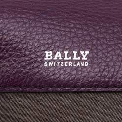 Pre Owned Bally Purple Leather Flap Shoulder Bag