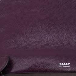 Pre Owned Bally Purple Leather Flap Shoulder Bag