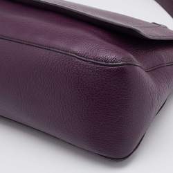 Pre Owned Bally Purple Leather Flap Shoulder Bag