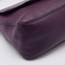 Pre Owned Bally Purple Leather Flap Shoulder Bag