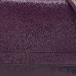Pre Owned Bally Purple Leather Flap Shoulder Bag