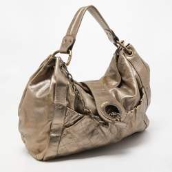 Pre Owned Bally Metallic Green Quilted Leather Moreen Hobo