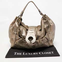 Pre Owned Bally Metallic Green Quilted Leather Moreen Hobo