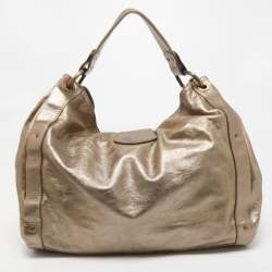 Pre Owned Bally Metallic Green Quilted Leather Moreen Hobo