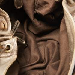 Pre Owned Bally Metallic Green Quilted Leather Moreen Hobo