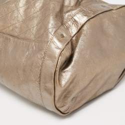 Pre Owned Bally Metallic Green Quilted Leather Moreen Hobo