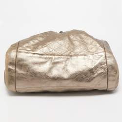 Pre Owned Bally Metallic Green Quilted Leather Moreen Hobo