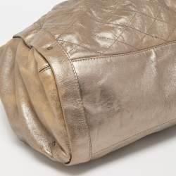 Pre Owned Bally Metallic Green Quilted Leather Moreen Hobo