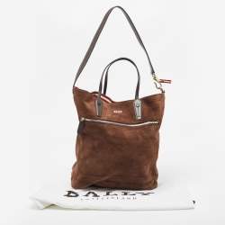 Pre Owned Bally Brown Suede and Leather Front Pocket Tote
