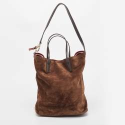 Pre Owned Bally Brown Suede and Leather Front Pocket Tote