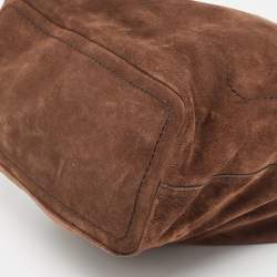 Pre Owned Bally Brown Suede and Leather Front Pocket Tote