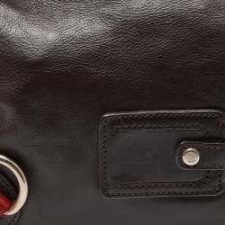 Pre Owned Bally Brown Leather Top Zip Hobo