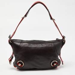 Pre Owned Bally Brown Leather Top Zip Hobo