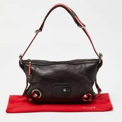 Pre Owned Bally Brown Leather Top Zip Hobo