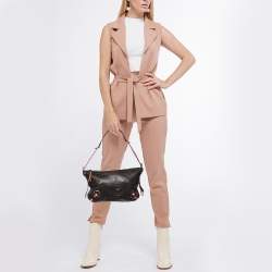 Pre Owned Bally Brown Leather Top Zip Hobo